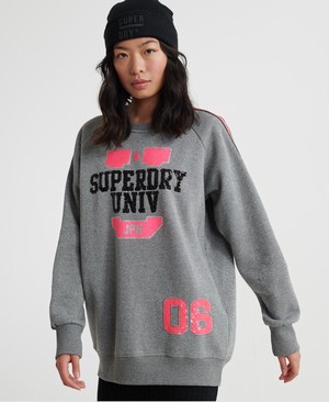 Superdry Boutique University Crew Női Pulóver Szürke/Titán | YZNDJ8647